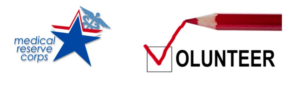 Medical Reserve Corps logo with a red check mark next to the word Volunteer